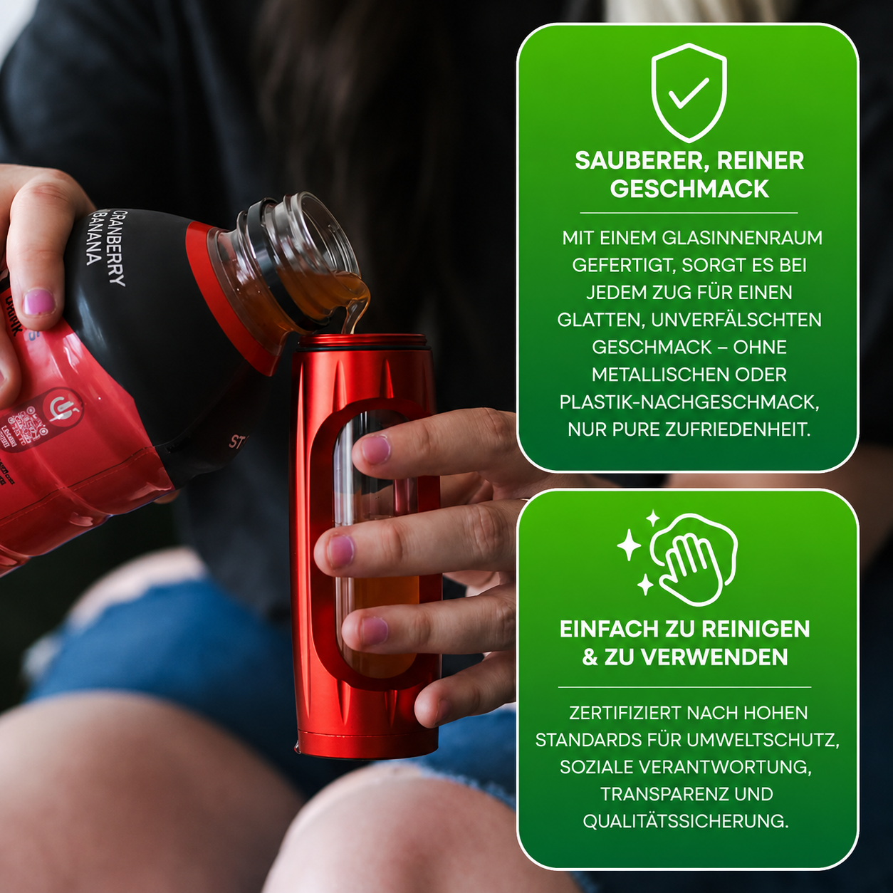 ZenPuff Premium Aluminium-/Glas-Wasserflasche